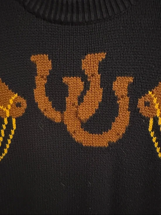 Charter Club Navy Crewneck Sweater with Horse Motif and Multicolor Fair Isle - Picture 4 of 7